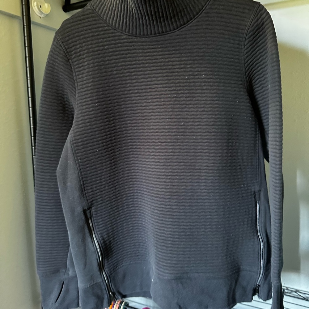 All in Motion Black Turtleneck Sweater with Ribbed Texture